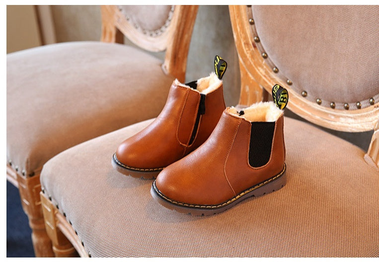 Chaussures pour enfants d'automne et d'hiver bottes courtes bottes en cuir pour garçons filles Europe et États-Unis grandes bottes pour enfants bottes simples 