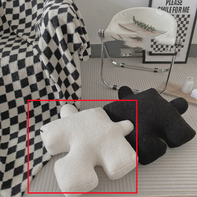 Oreiller en forme de Puzzle créatif en peluche, coussin moderne épissable, coussin de taille pour salon, décoration de la maison