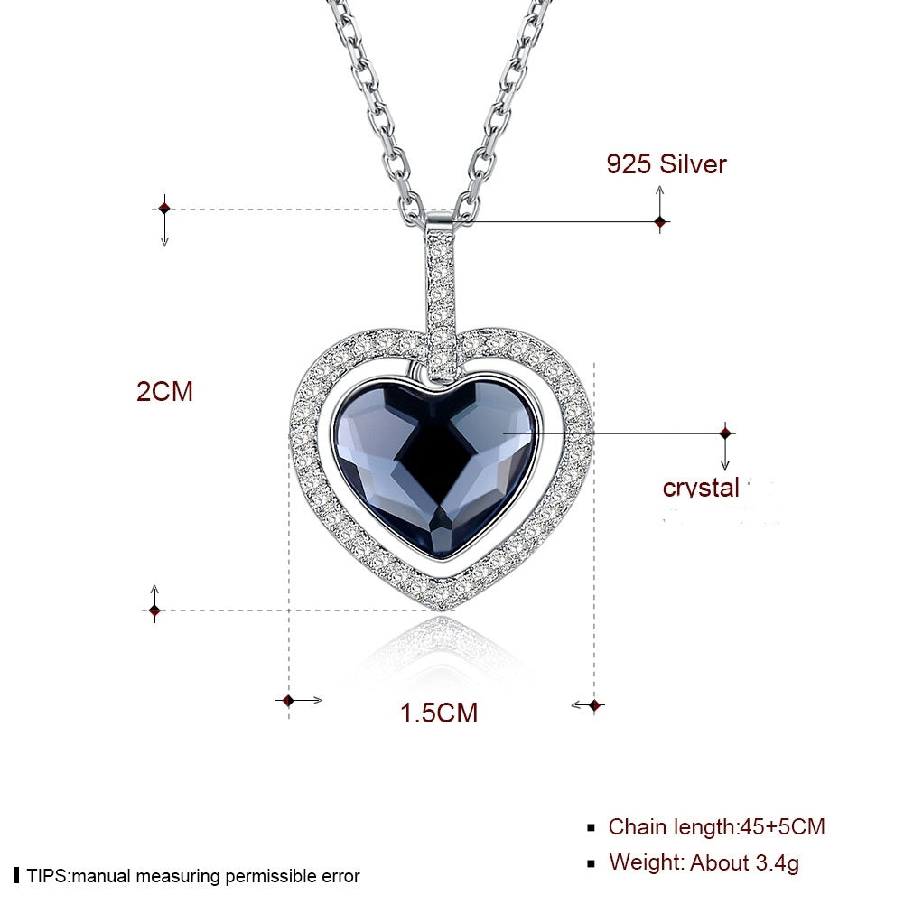 Collier en cristal femme S925 argent Sterling diamant coeur