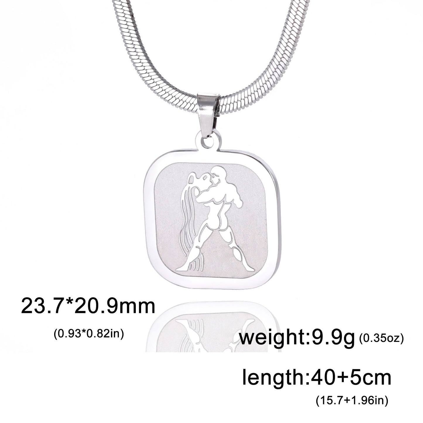 All-match Twelve Constellation Small Square Brand Stainless Steel Necklace