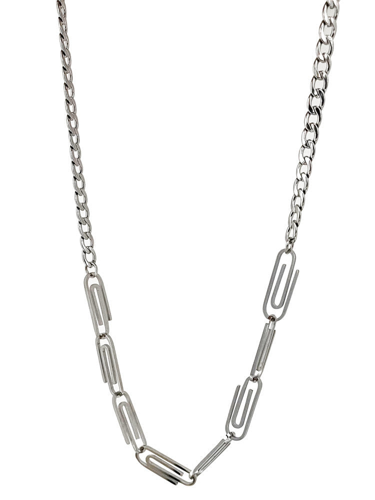 Collier en forme de clip en acier titane, personnalité