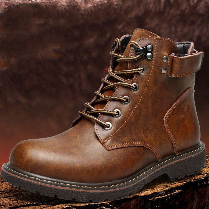 Bottes Martin doublées en polaire pour hommes britanniques, mi-hautes décontractées