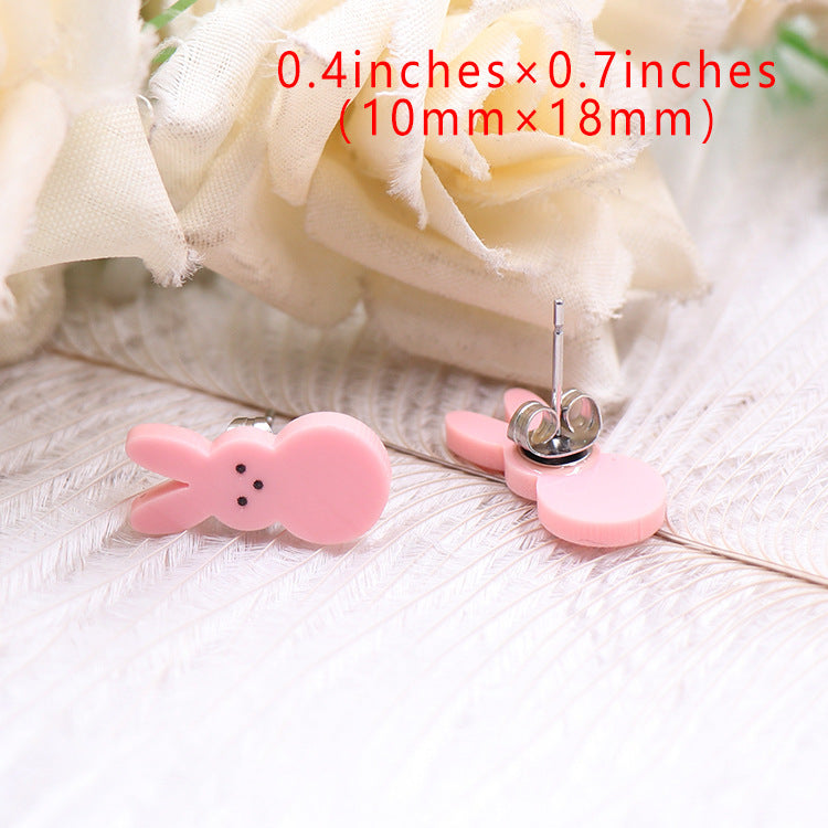 Boucles d'oreilles en acrylique de pâques en forme de lapin, mignonnes et à la mode pour femmes