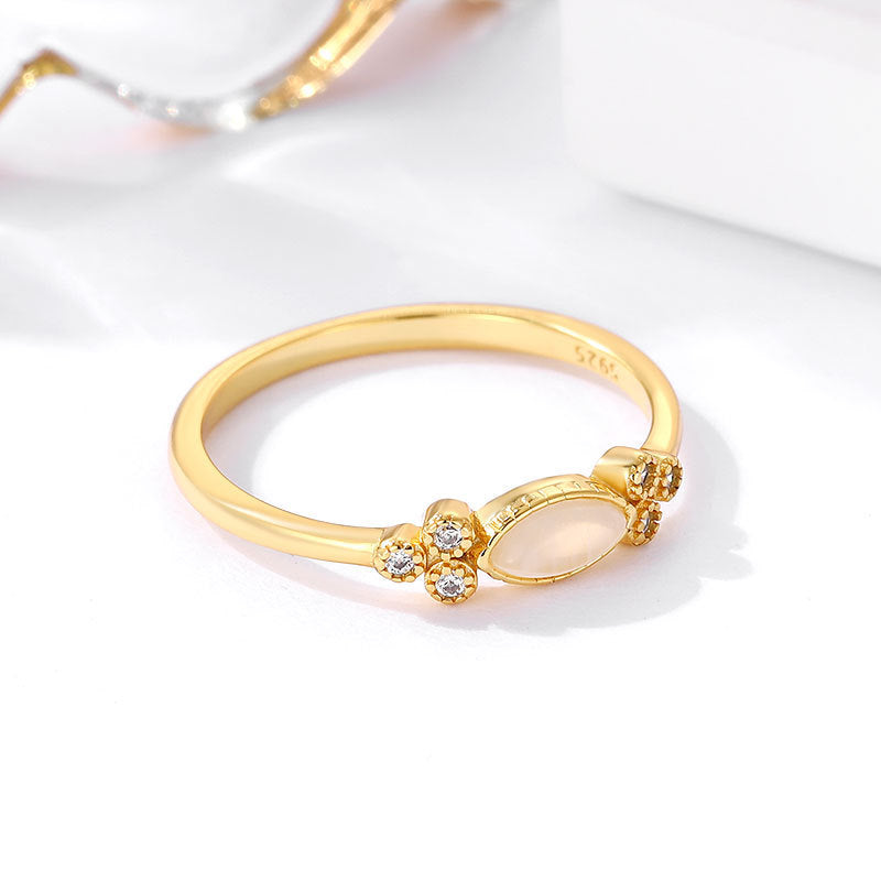 Anillo de mujer de plata de ley 925 chapado en oro de 18 quilates
