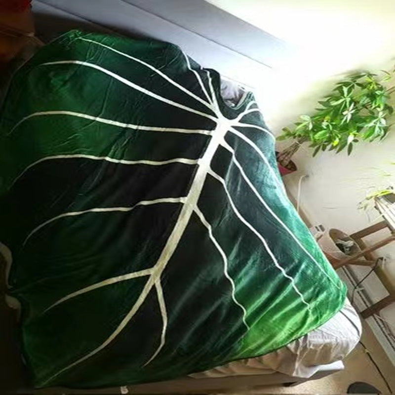 Couverture géante en polaire super douce avec imprimé de feuilles vertes Philodendron Gloriosum