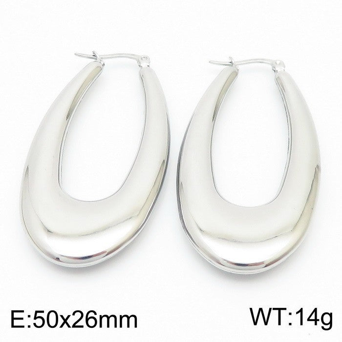 Clip d'oreille brillant en forme de U en acier titane plaqué boucles d'oreilles creuses 18 carats