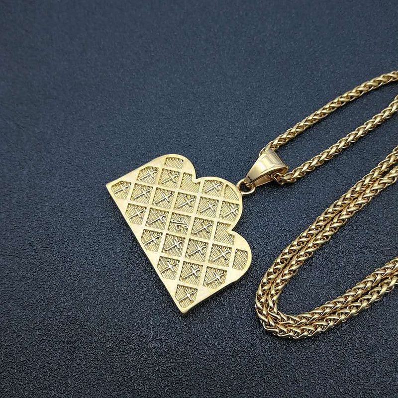 Titanium Steel Gold Plated Diamond Thirteen Make Dinner Pendant Necklace