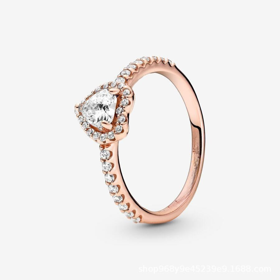 Bague coeur rouge en argent sterling rubis