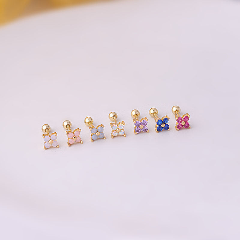 Titanium Steel Thin Rod Protein Color Zircon Ear Bone Stud