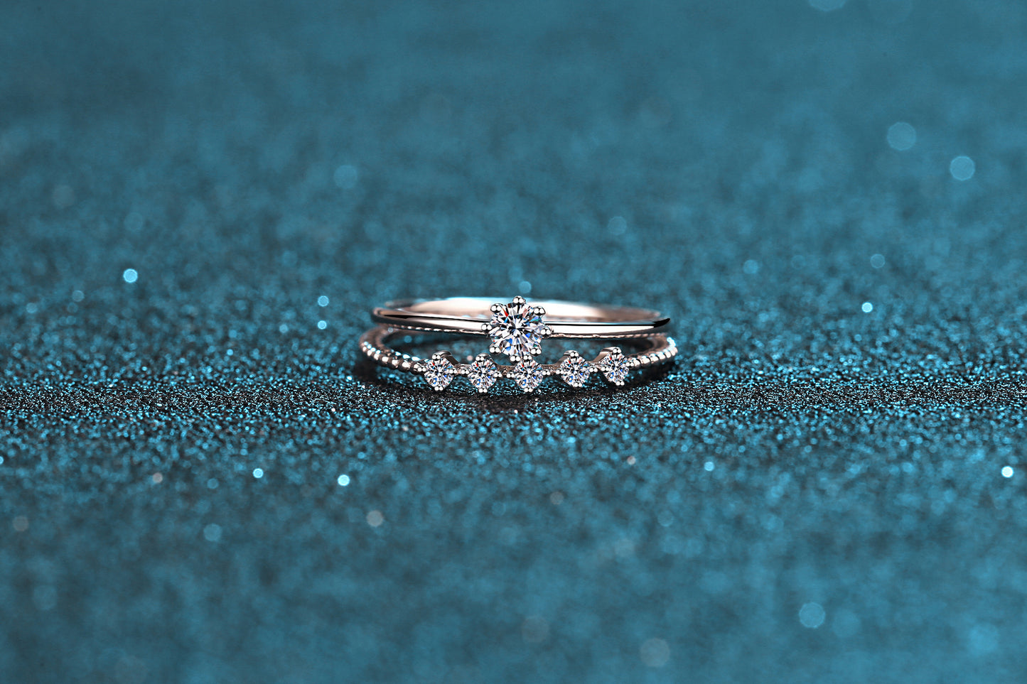 Bague Moissanite plaquée argent sterling, bague de couple à huit griffes, bague en diamant