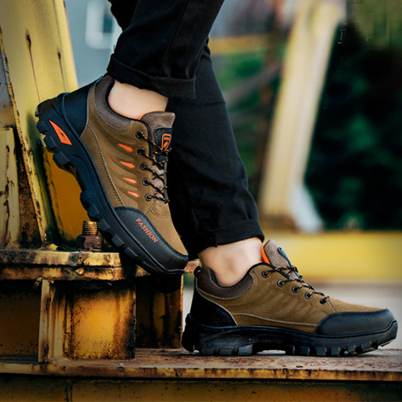 Zapatos de trabajo de senderismo para hombre, zapatillas de deporte informales transpirables con cordones, zapatos deportivos para correr al aire libre