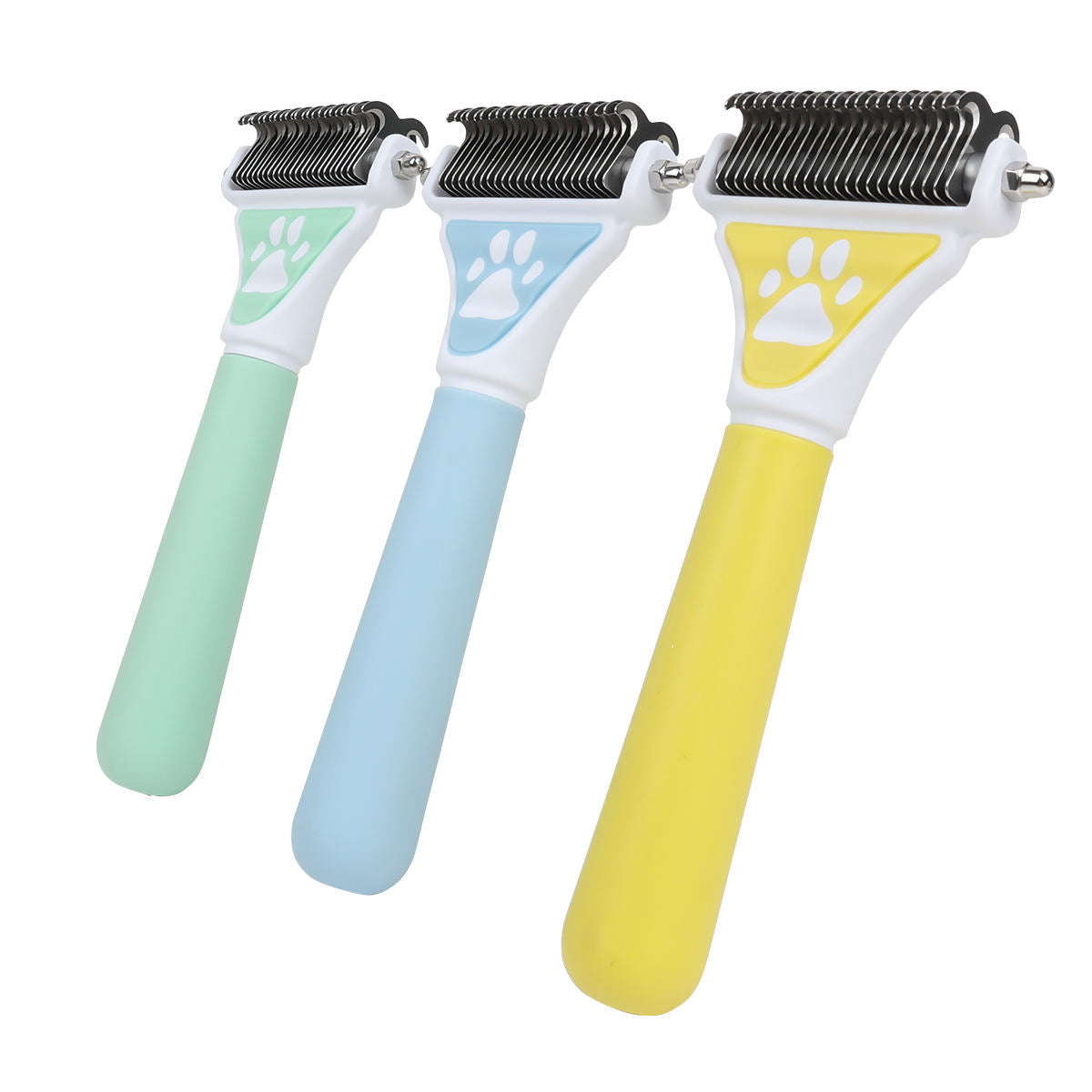 Brosse pour chien - Épilateur double face pour poils d'animaux - Peigne à nœud ouvert - Outil de démêlage pour chien - Épilateur double face pour chats et chiens - Râteau de toilettage pour sous-poil pour la perte