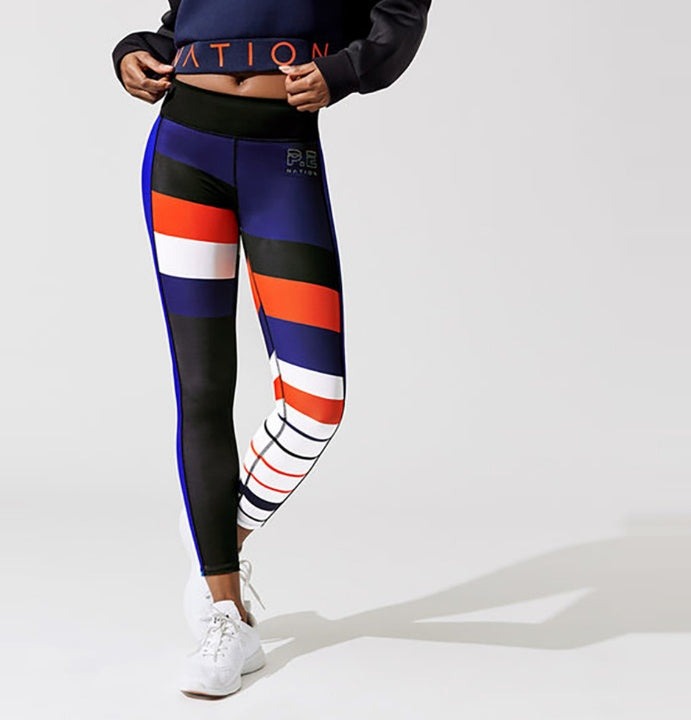 Transfrontalier pour l'Europe et l'Amérique rouge noir et blanc bleu rayé neuf pantalons femmes commerce extérieur original unique leggings de sport JK1-022
