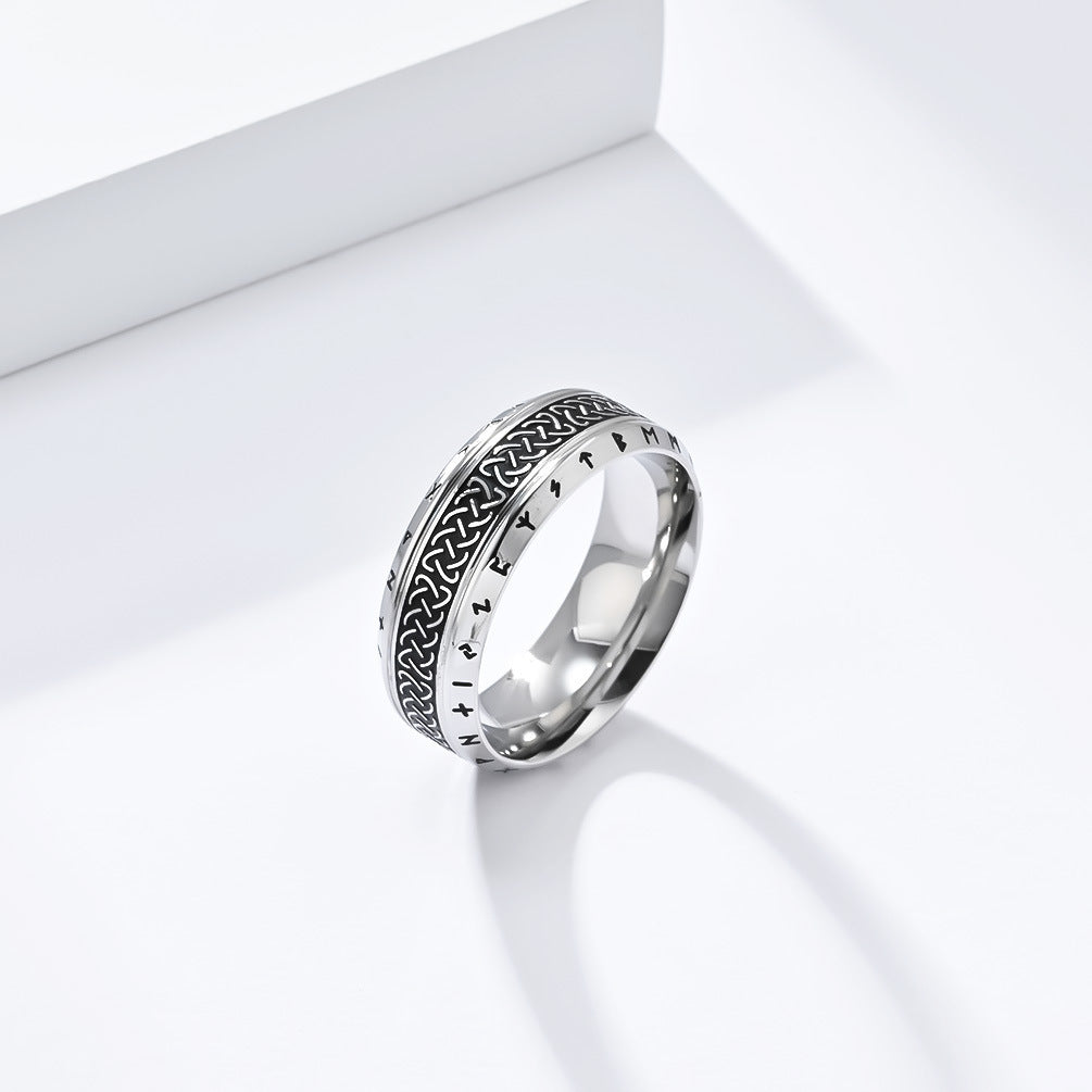 Bague en acier titane texte Viking
