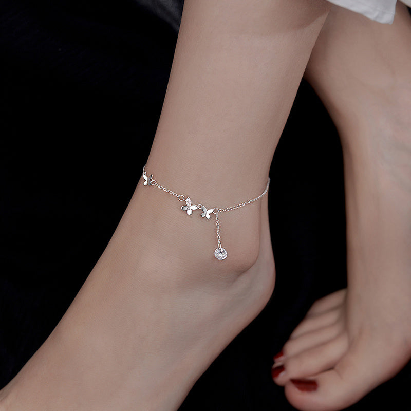 S925 Sterling Silver Butterfly Anklet For Women Special-interest Design