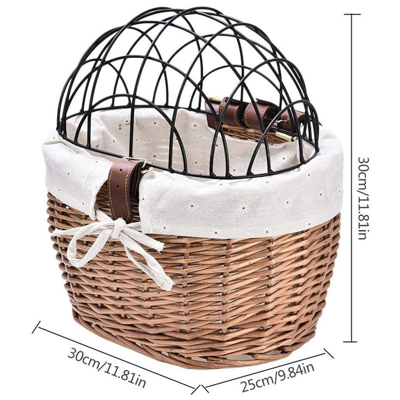 Panier à poignée avant de vélo pour chat et chien, poignée de siège pour animal de compagnie, panier de vélo de route en osier, Cage pour chat et chien