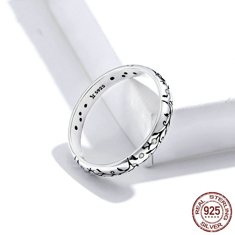 Anillo de vid vintage de plata de ley S925