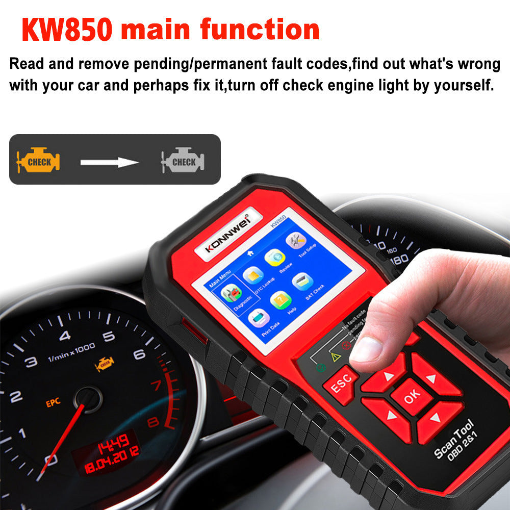KW850 OBD2 CAN BUS lector de código escáner detector de código de falla del motor de coche