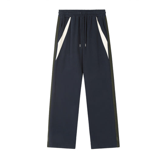 Patchwork Stripes Casual Straight Trousers Male