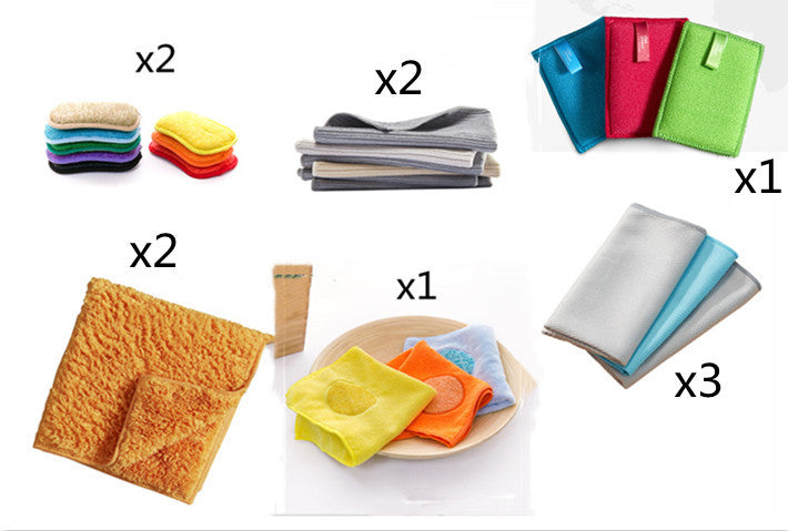 Éponge magique de nettoyage de cuisine Double face, microfibre antiadhésive, pièces de cuisine, bol de lavage et outils de casserole