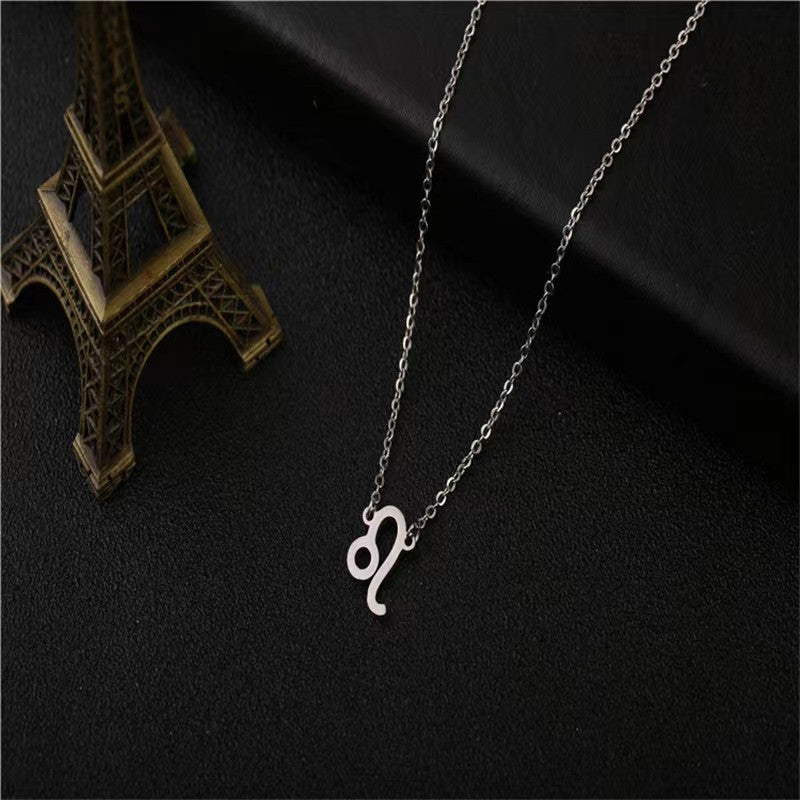 Twelve Constellation Pendant Necklace Simple Titanium Steel Clavicle Chain