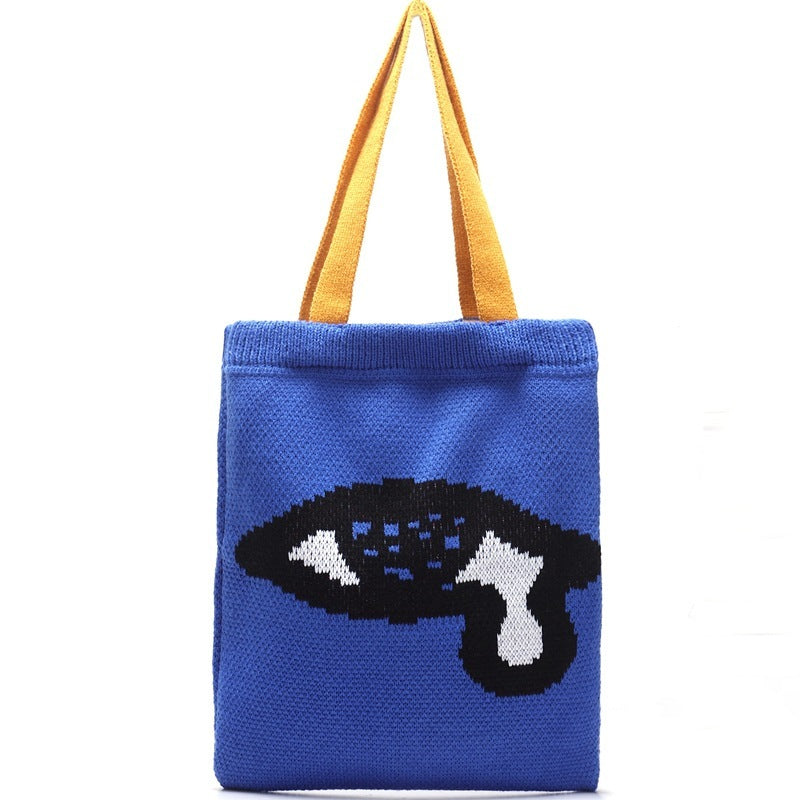 Sac à bandoulière en laine tricotée épaissie, sac tissé de grande capacité