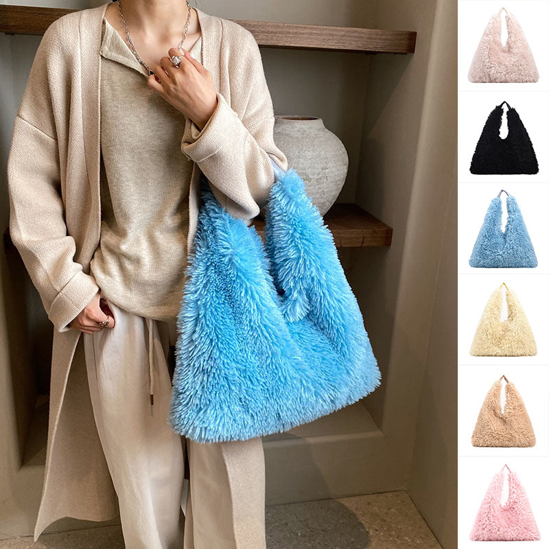 Sacs à main en peluche pour femmes, sac à bandoulière de grande capacité, mignon mode de luxe de styliste, fourre-tout tendance, nouvelle collection automne et hiver