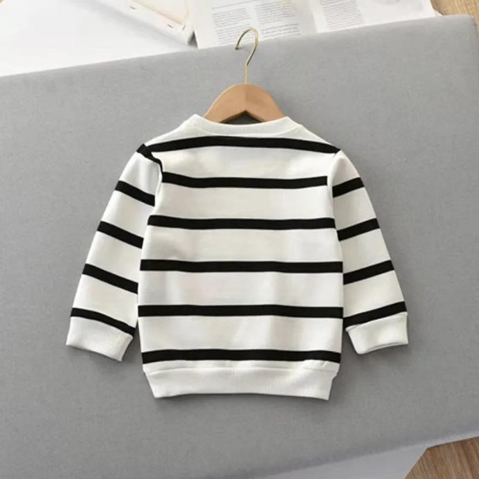 T-shirt à manches longues pour enfants, pull rayé à la mode