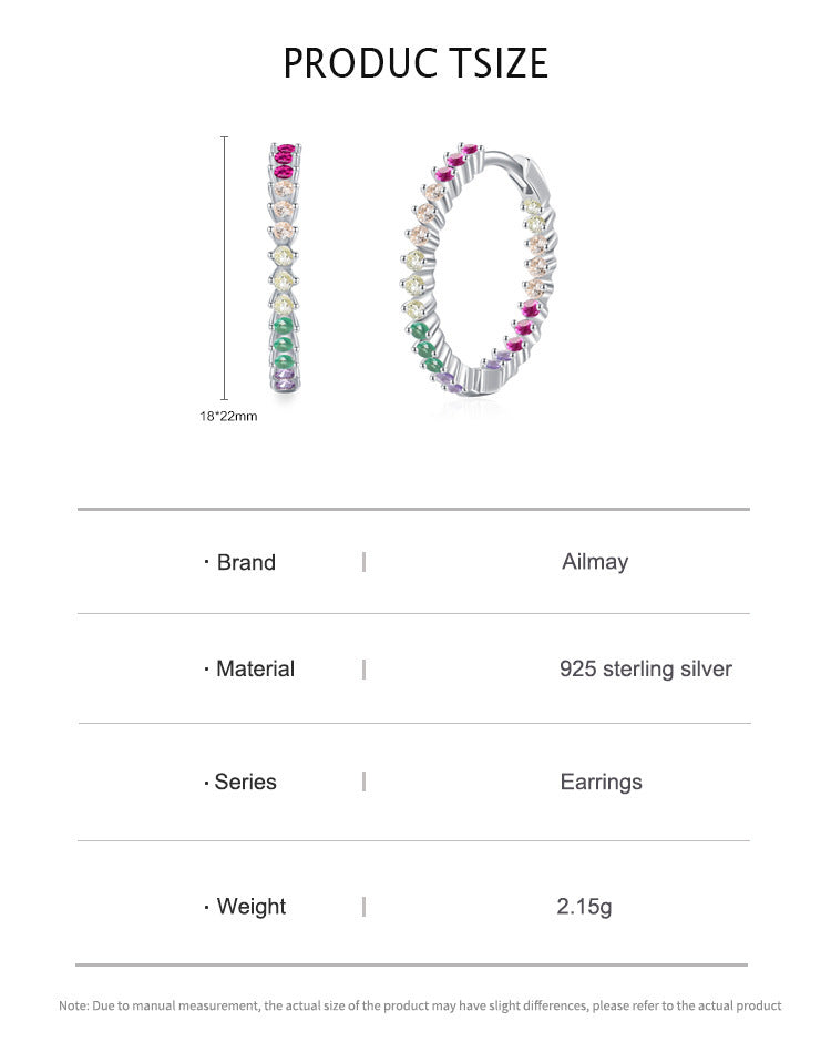 S925 Sterling Silver Color Zircon Earrings