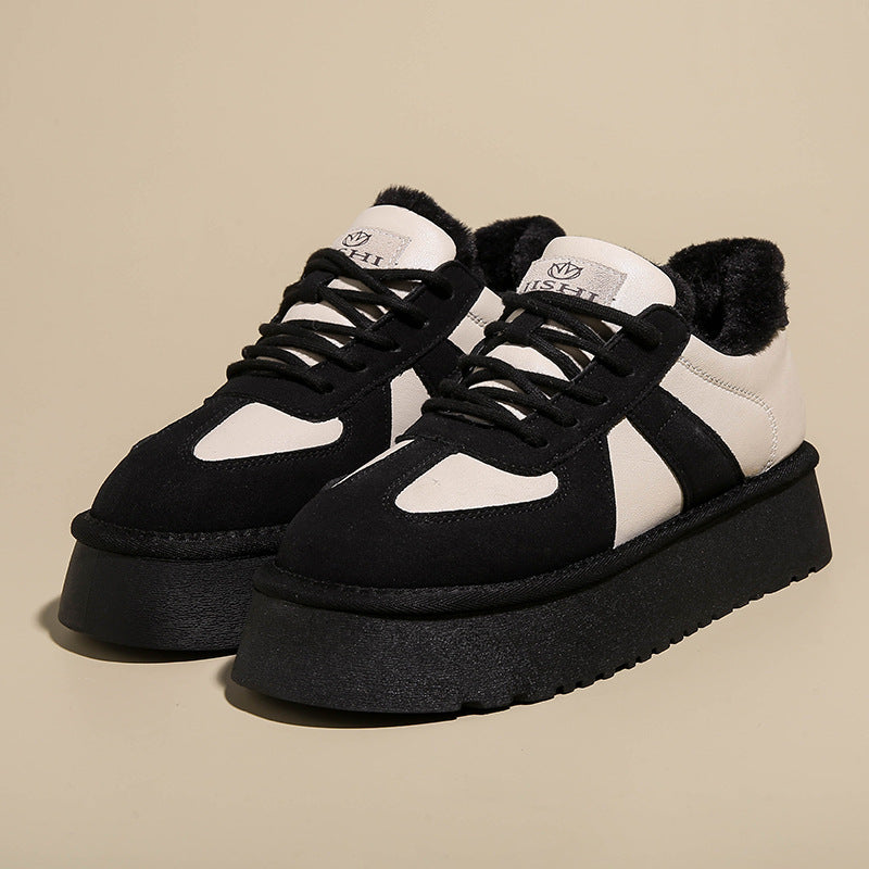 Chaussures rembourrées de coton en cuir véritable à fond épais