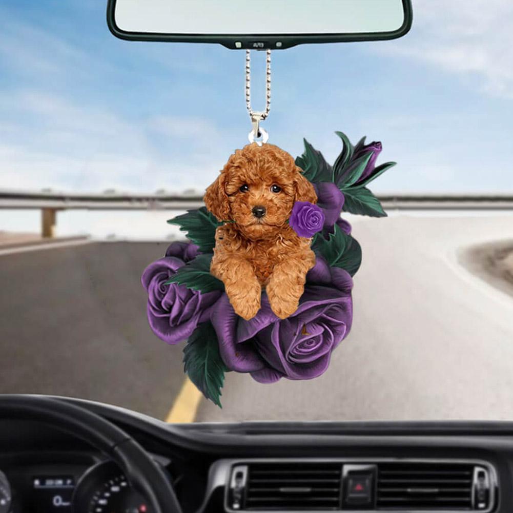 Colgante plano de acrílico con perro rosa