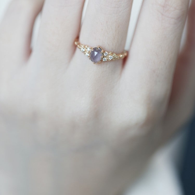 Bague en argent 925 rétro exquise en cordiérite naturelle