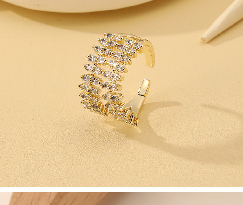 South Korea Light Luxury High Sense Elegant Zircon Ring Line Ins Style