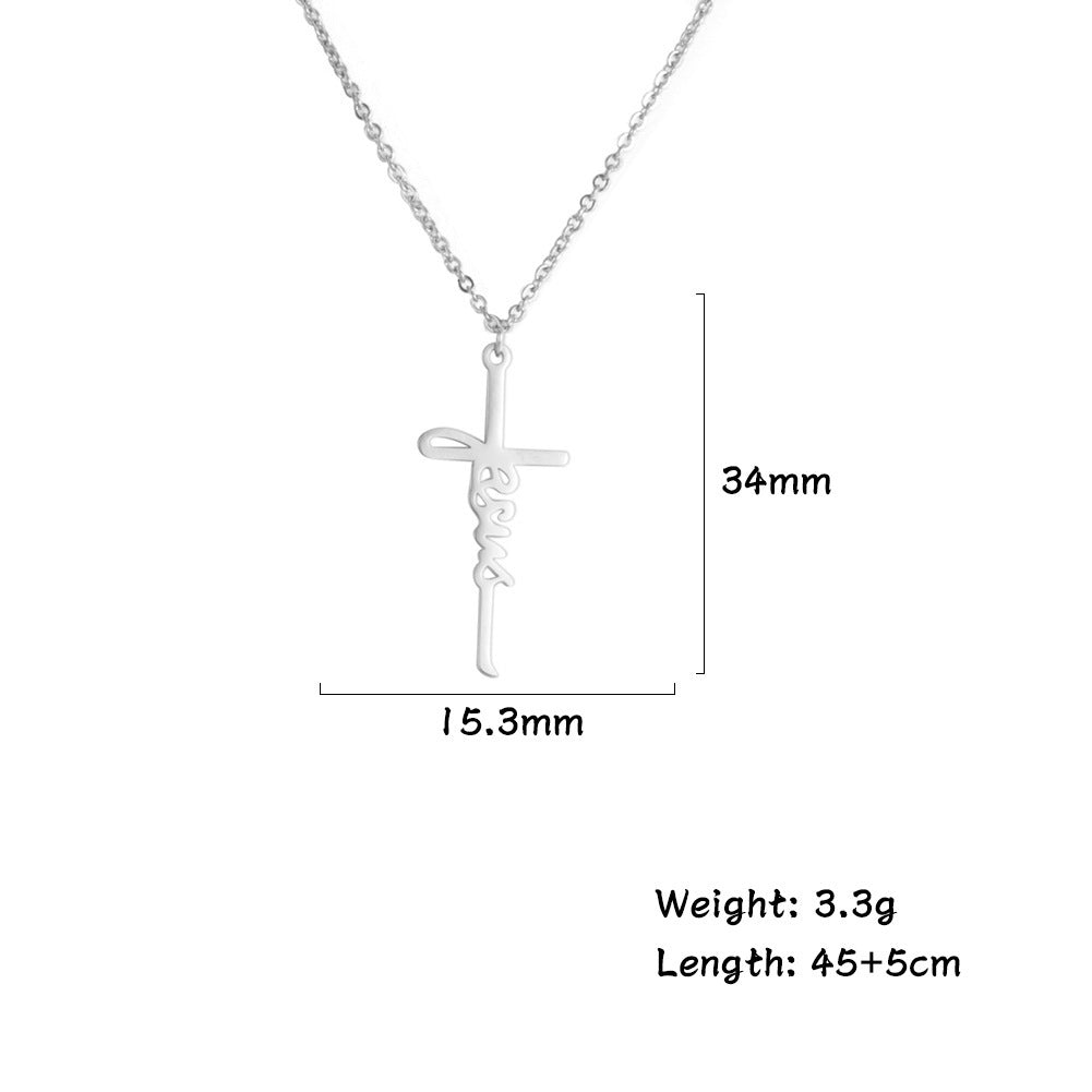 Collier en acier inoxydable avec pendentif croix de Jésus doux