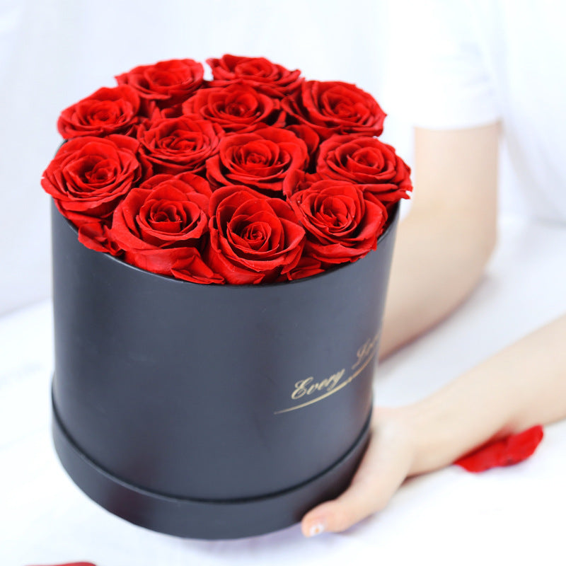 Fleur de vie éternelle Rose immortelle avec seau à câlin, cadeau romantique pour la saint-valentin