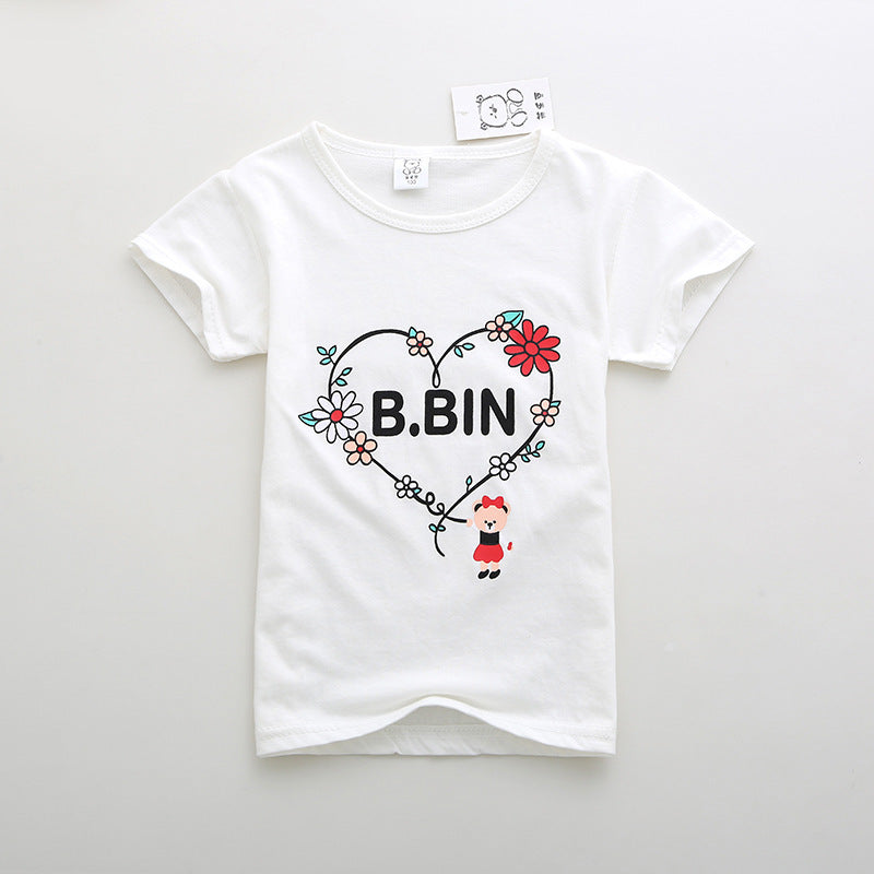 T-shirt à manches courtes pour enfants, garçons et filles, haut à manches mi-longues avec dessin animé