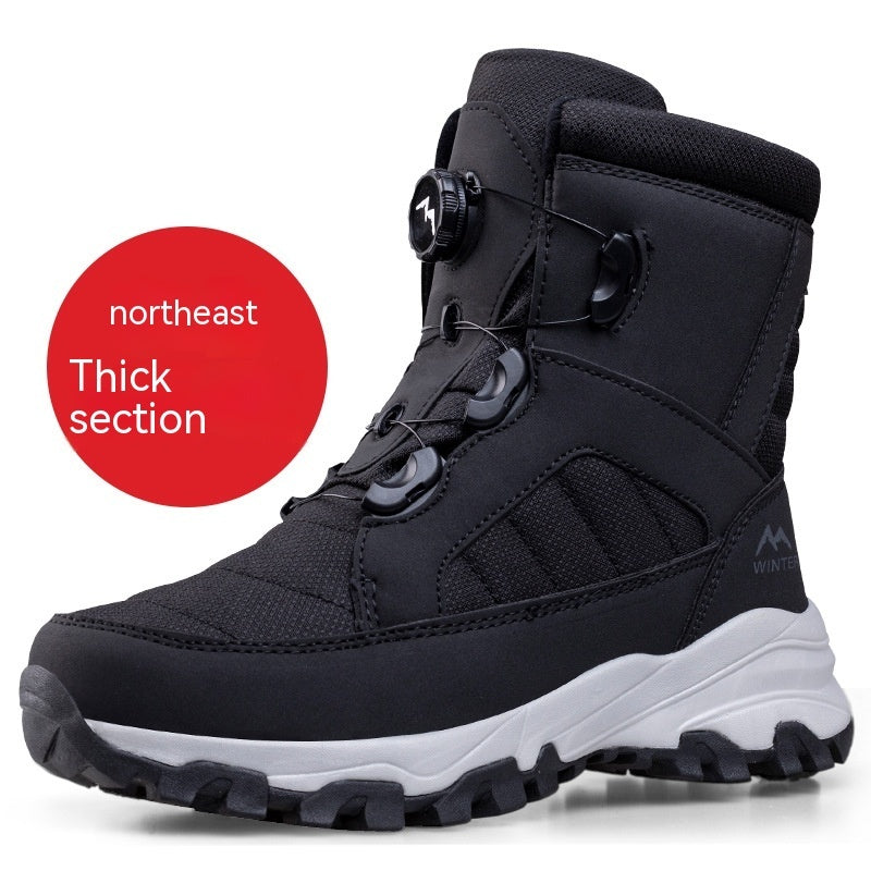 Botas de nieve con botones para hombre y mujer gruesas con forro polar