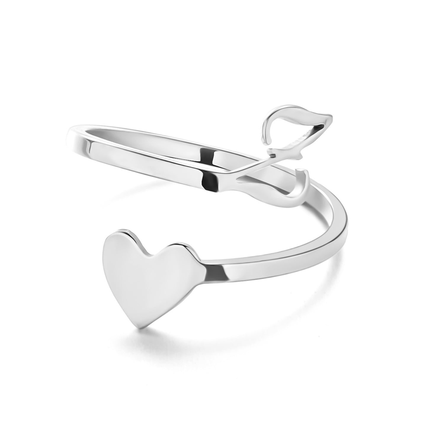 Simple Letter Three-dimensional Loving Heart With Opening Adjustable Ring
