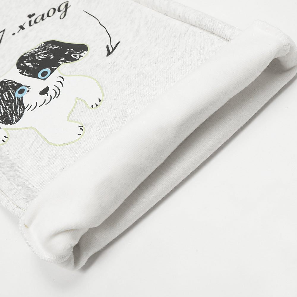 Animal Abstract Printing Velvet Padded Casual Pants Male