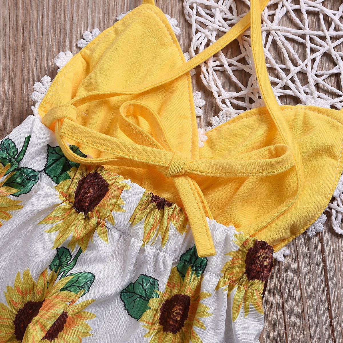 Ropa para niños Monos para bebés y niñas Mono de encaje con tirantes de girasol para niños