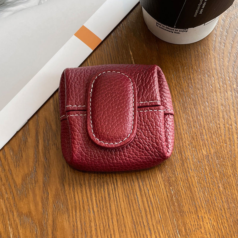 Porte-Monnaie Femme Boucle Première Couche en Cuir de Vachette Porte-Monnaie Porte-clés Sac de Transport