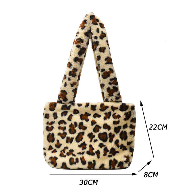 Sac à main portable en peluche pour femme