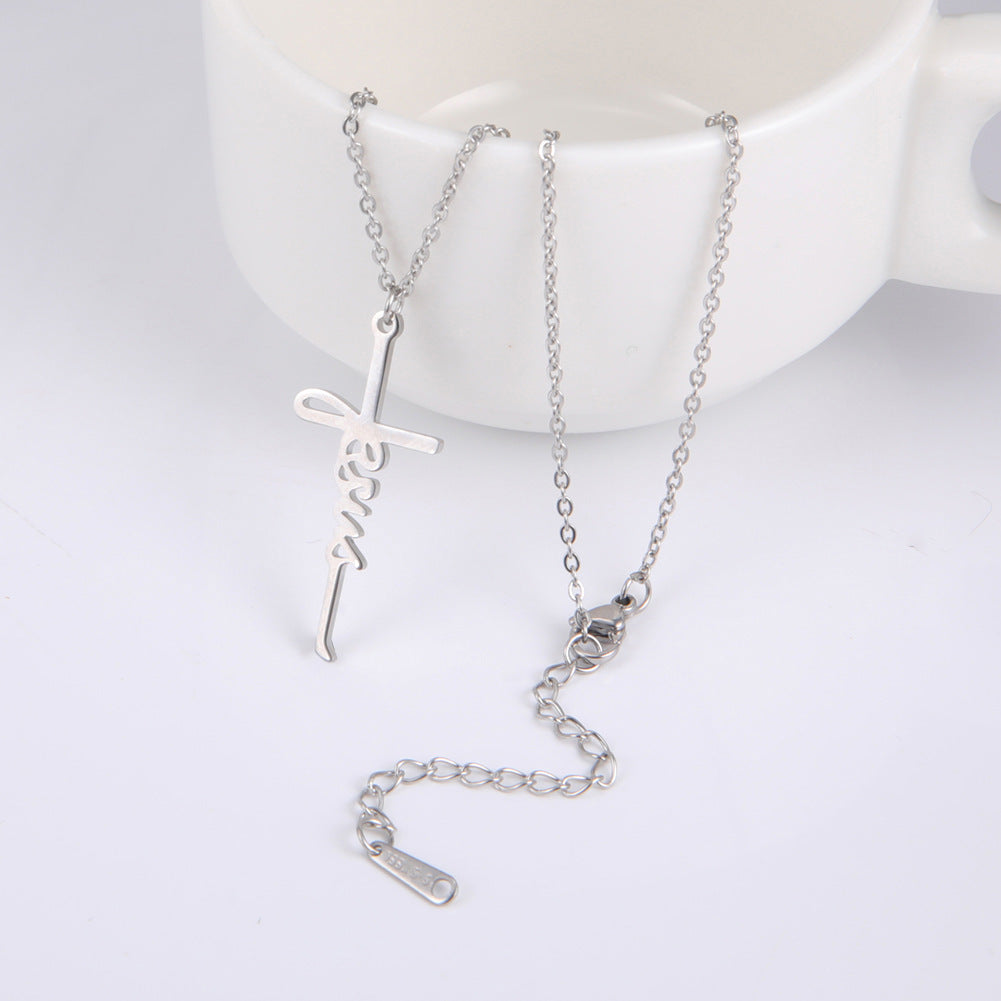 Collier en acier inoxydable avec pendentif croix de Jésus doux
