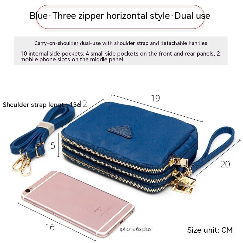 Mini sac carré à triple fermeture éclair