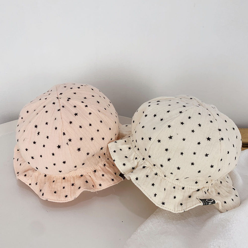 Gorro para el sol para bebé de bebé con lunares dobles de pescador