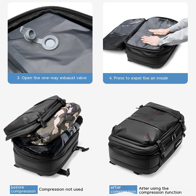 Mochila de viaje para hombre, bolsa de ordenador multifunción de negocios, mochila de gran capacidad de compresión al vacío