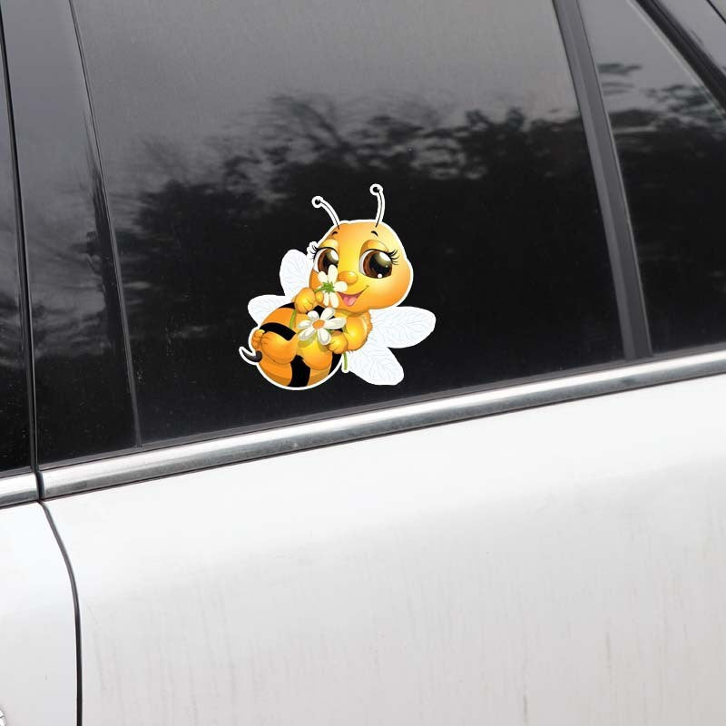 Autocollant de fenêtre de pare-chocs de carrosserie de voiture de petite abeille de dessin animé