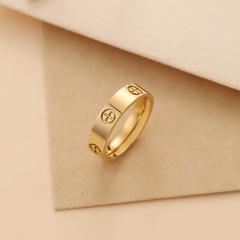 Bague métallique à imprimé croisé, conception simple