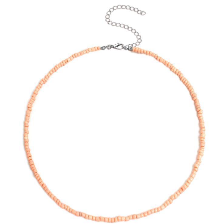 Collier pour femme en perles de verre blanc naturel, doux et simple