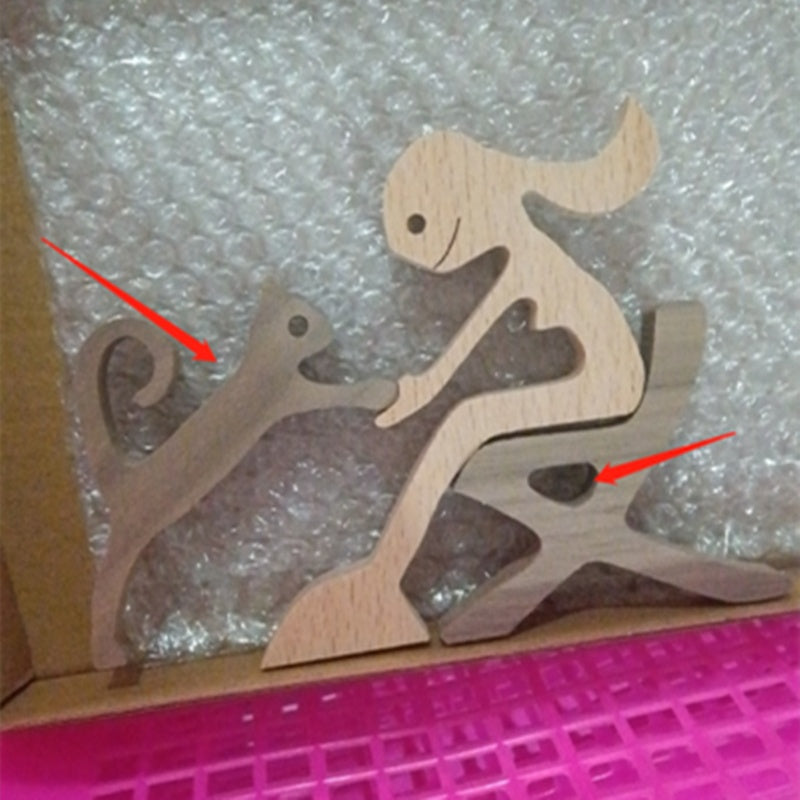 Figurine de chien en bois à faire soi-même, Sculpture de décoration de maison, un homme et un chien, Sculpture en bois, cadeaux de noël, modèle de décoration